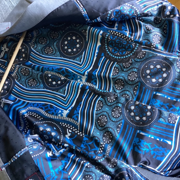 AU NOIR CLASSIC TWO BUTTON LEATHER DETAILED LIGHT GREY BLAZER SIZE SMALL - Picture 10 of 12